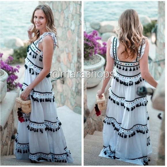 Dodo Bar Or Amal Tassel Studded Maxi Cotton Dress - Picture 1 of 7